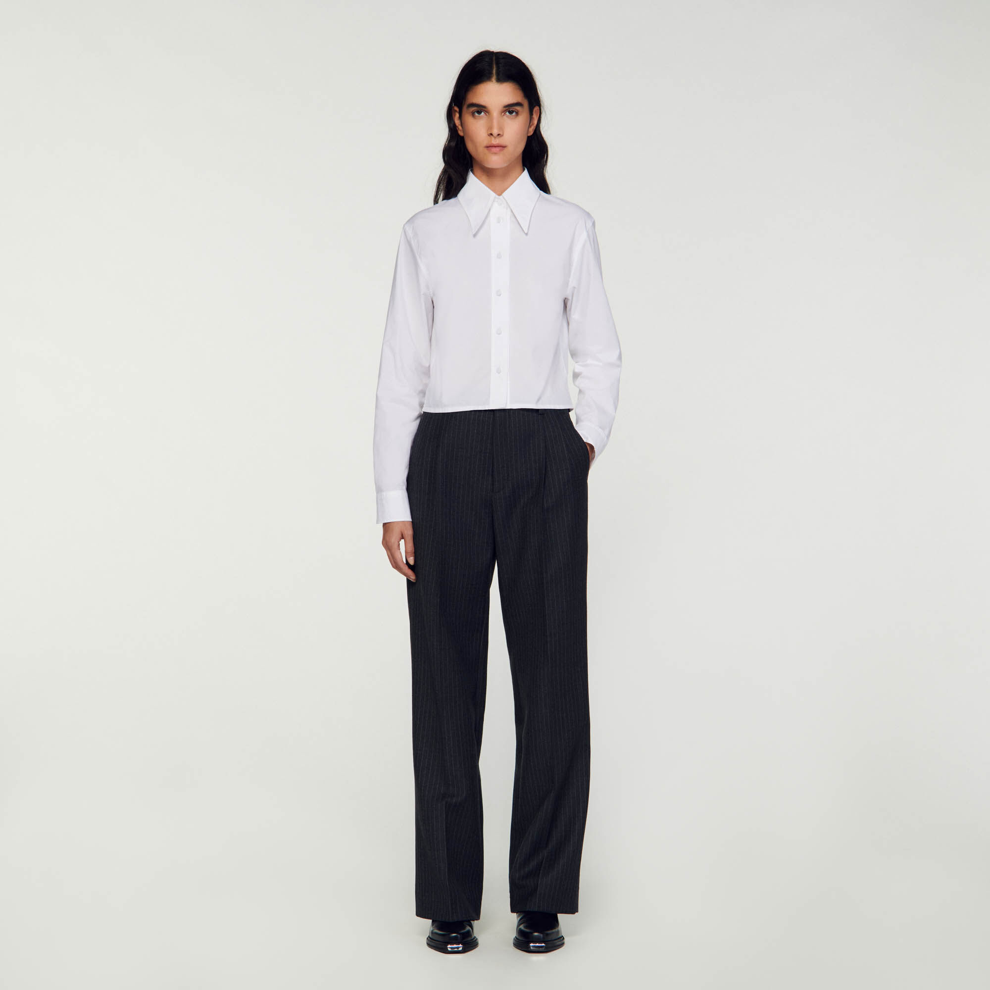 The Petite Wide Leg Pant in Airy Wool Blend - Curvy Fit